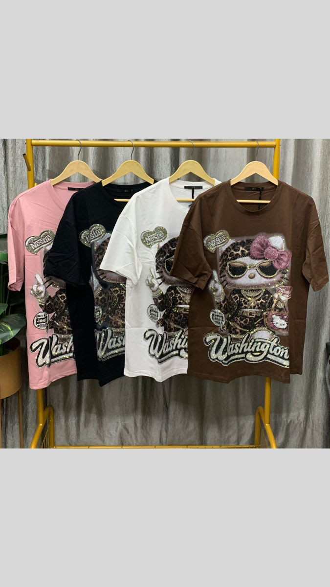 Shiny Kitty Printed T-Shirt FC2474