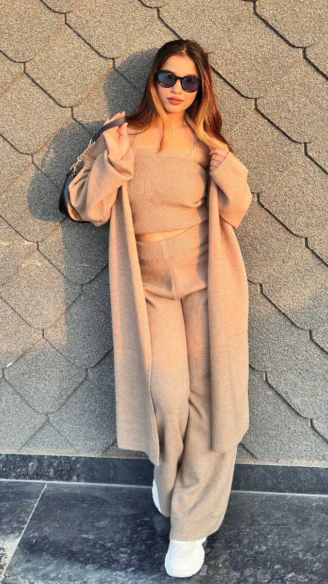 Short Top With Long Shrug And Pant Coord Set FC2031