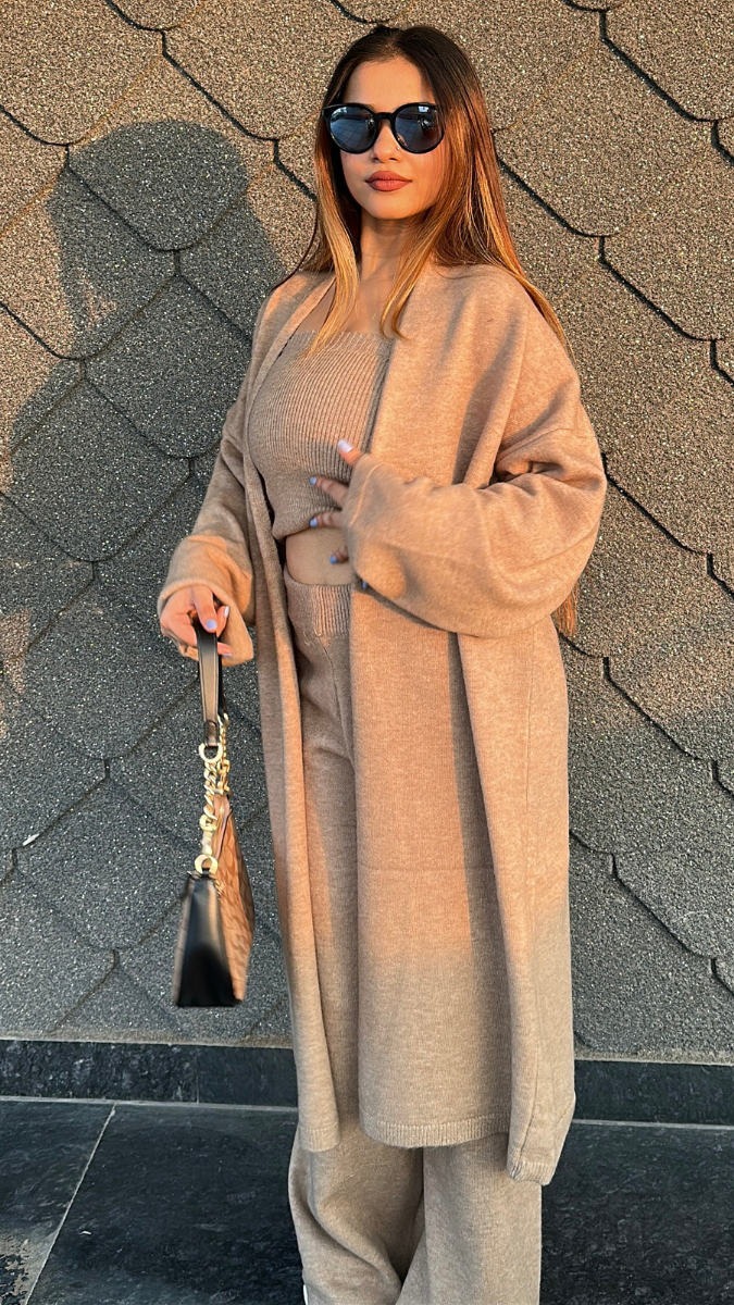 Short Top With Long Shrug And Pant Coord Set FC2031