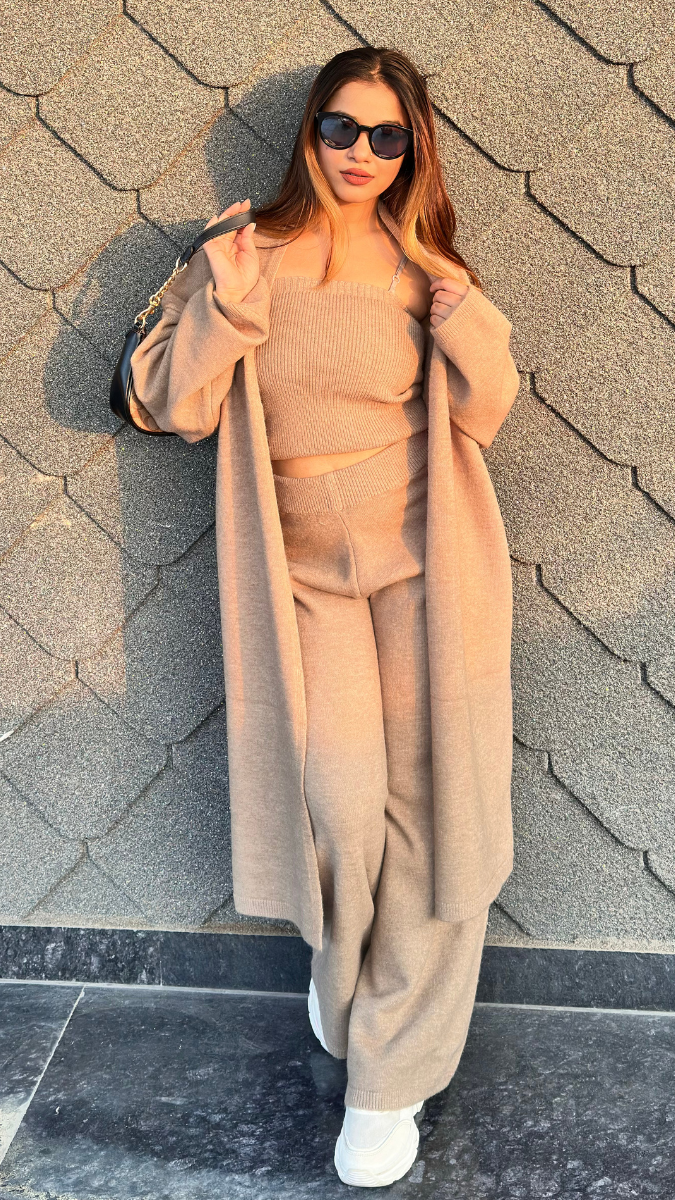 Short Top With Long Shrug And Pant Coord Set FC2031