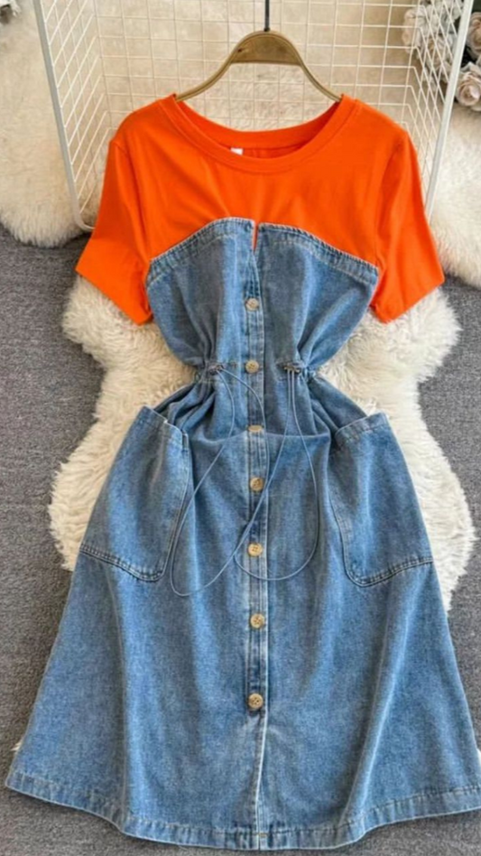 Short Sleeve Denim Dress