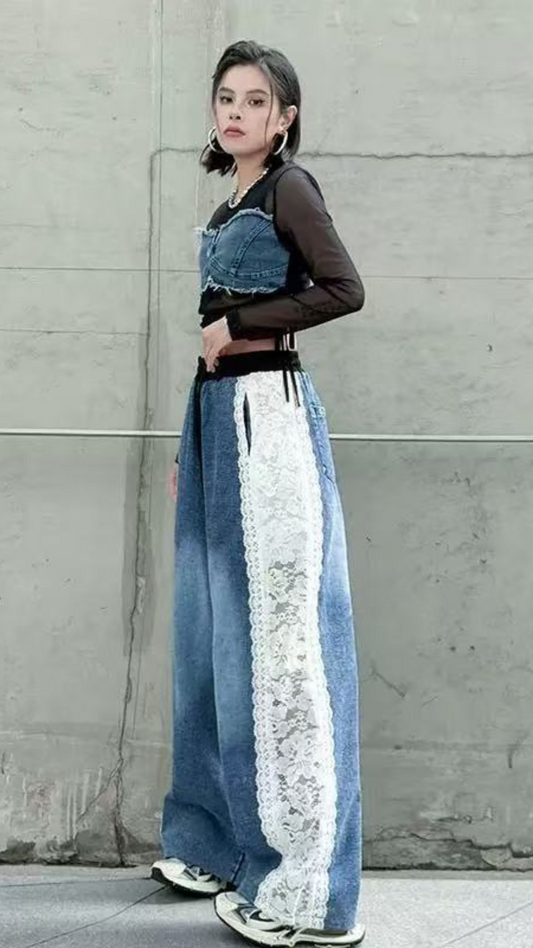 Side Net Designed Jeans FC1851