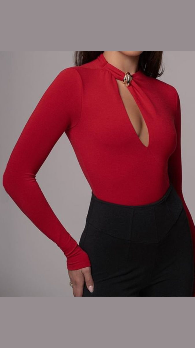 Side Slit Neckline Bodysuit FC2202