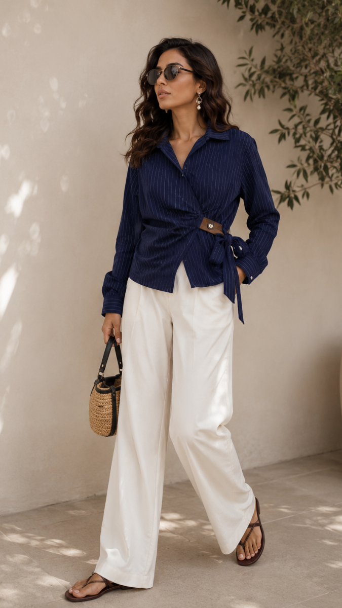Side Tie Belt Line Shirt FC2542
