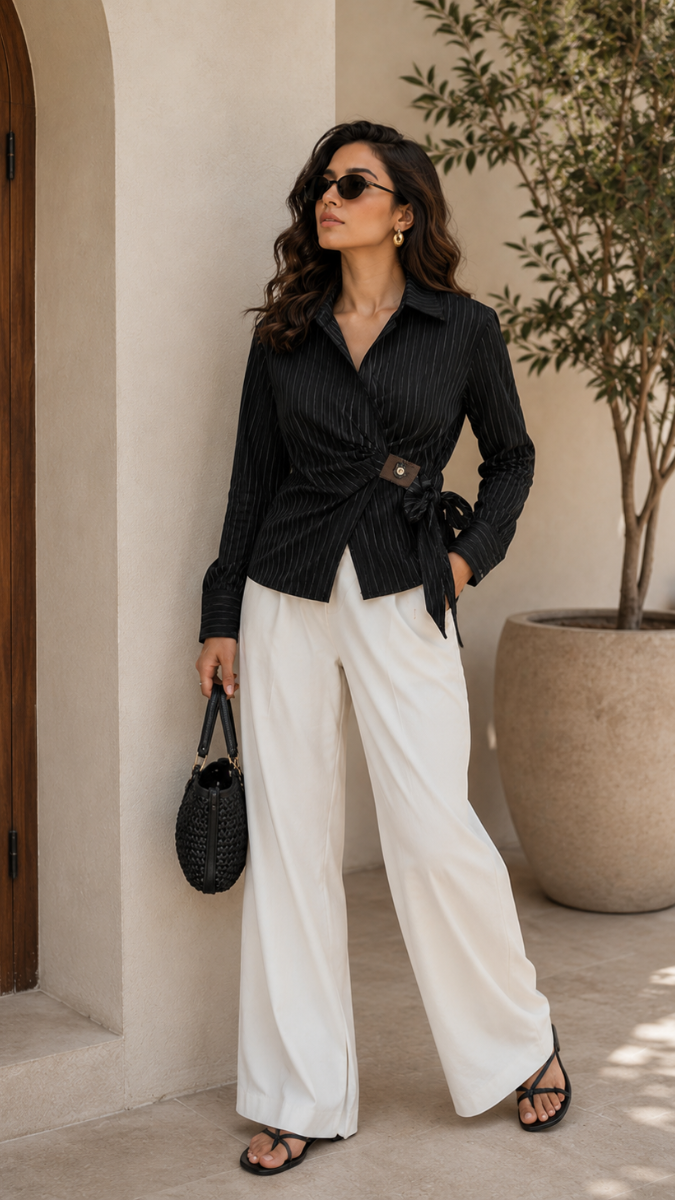 Side Tie Belt Line Shirt FC2542