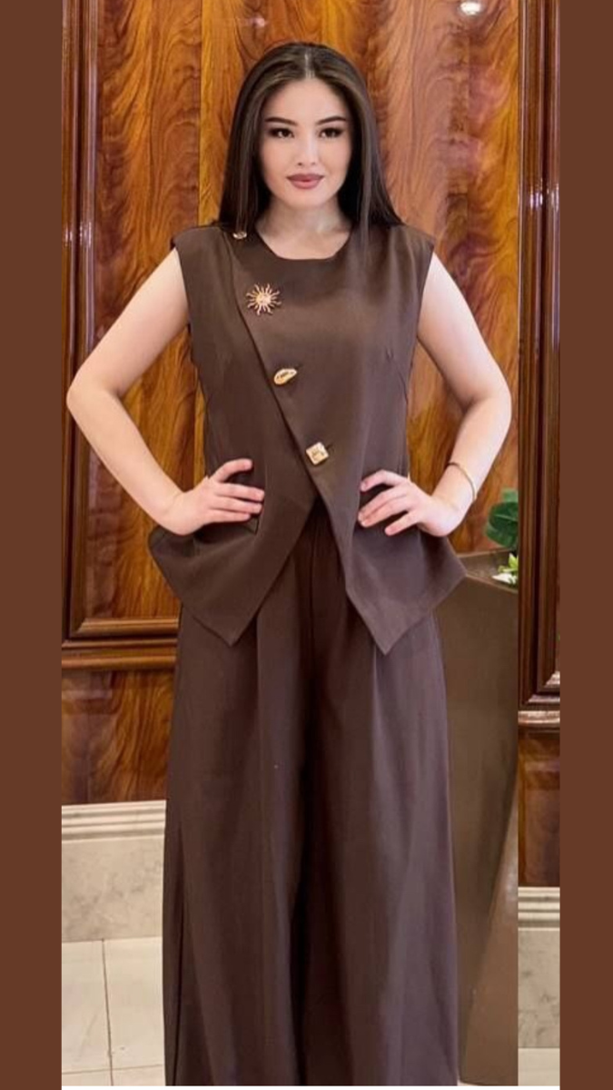 Sleeveless Overlapping Top And Pant Coord Set FC1932