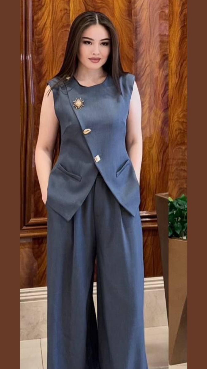 Sleeveless Overlapping Top And Pant Coord Set FC1932