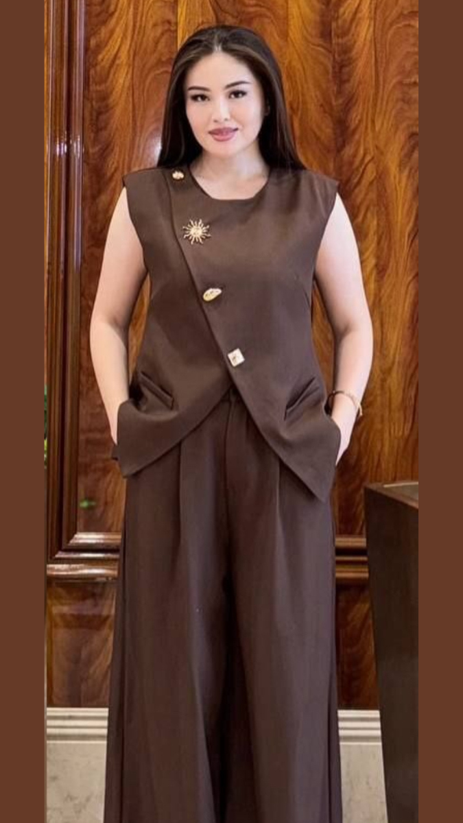 Sleeveless Overlapping Top And Pant Coord Set FC1932