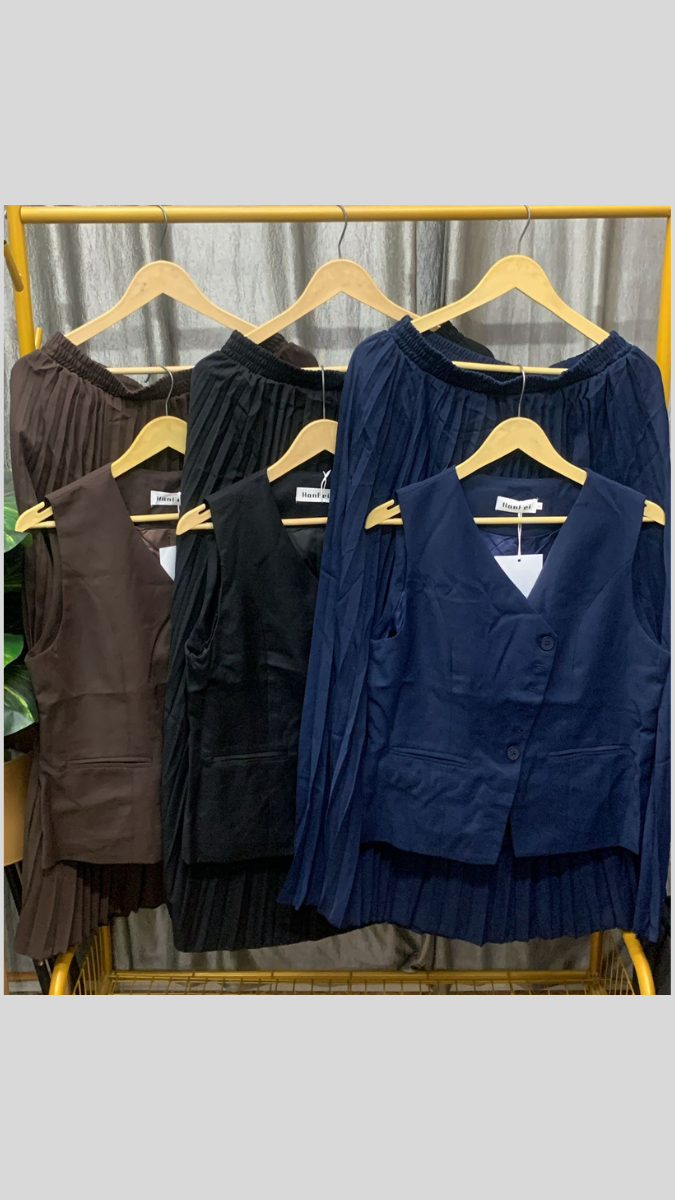 Sleeveless Vest With Pleated Skirt Set FC2237
