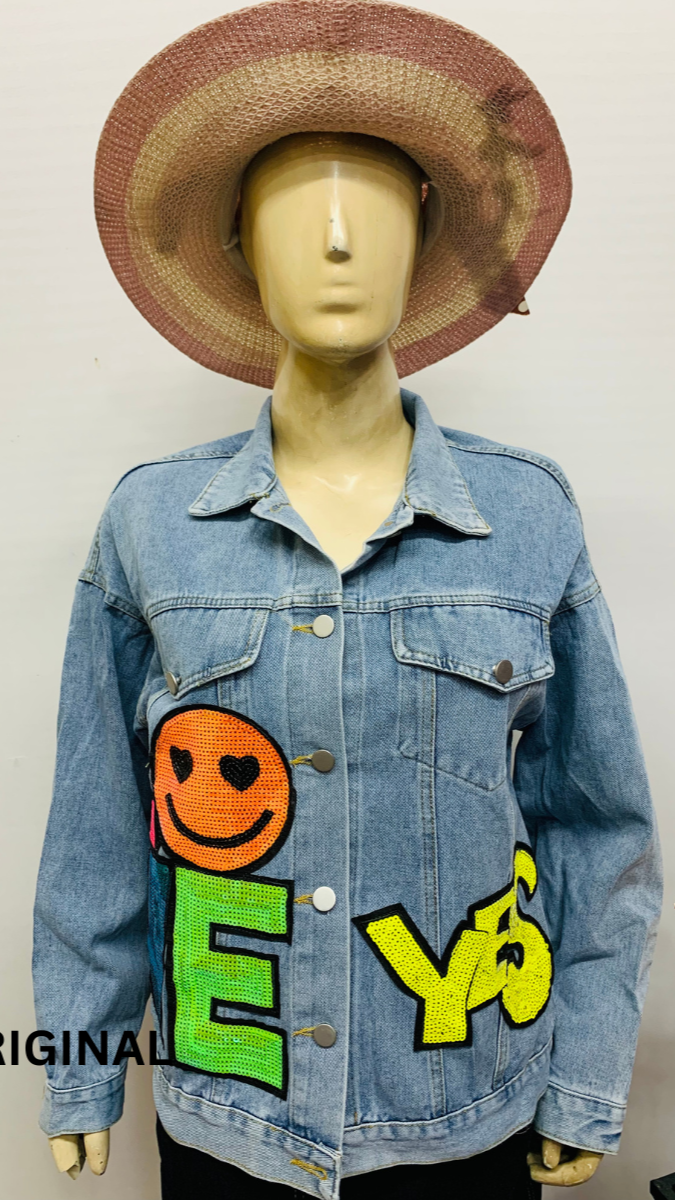 Smiley Embedded Denim Jacket