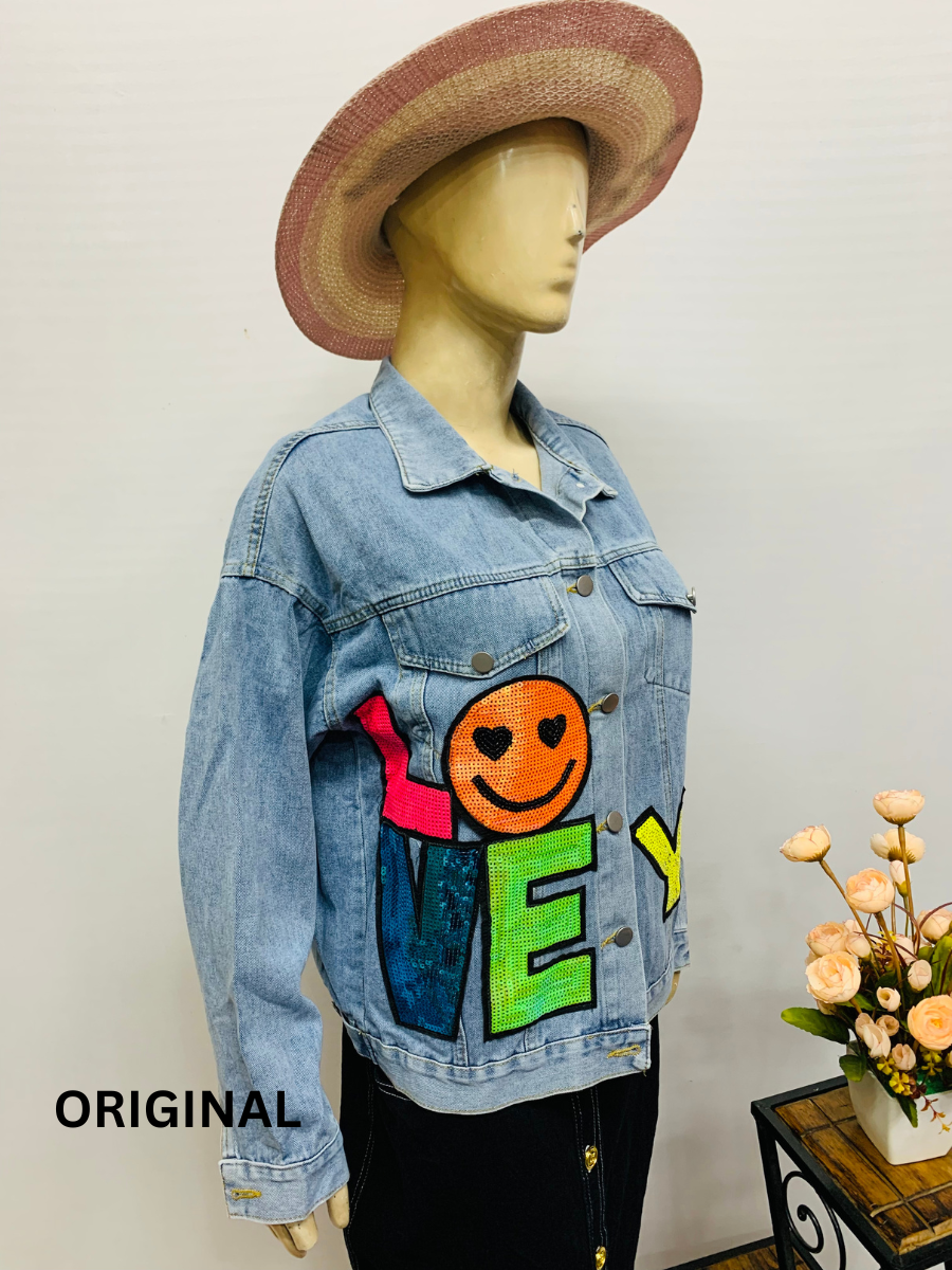 Smiley Embedded Denim Jacket