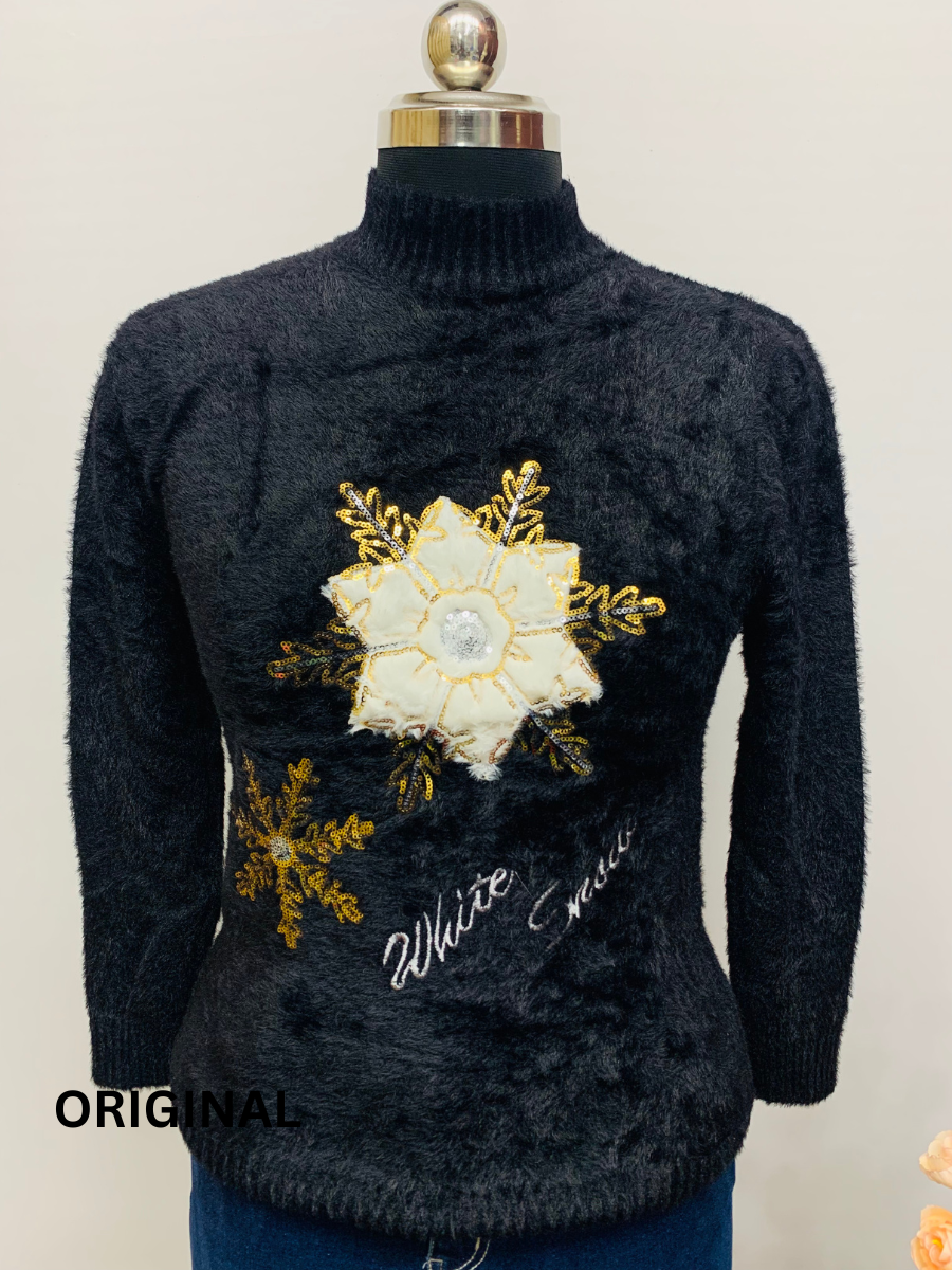 Snow Flake Embedded Winter Top