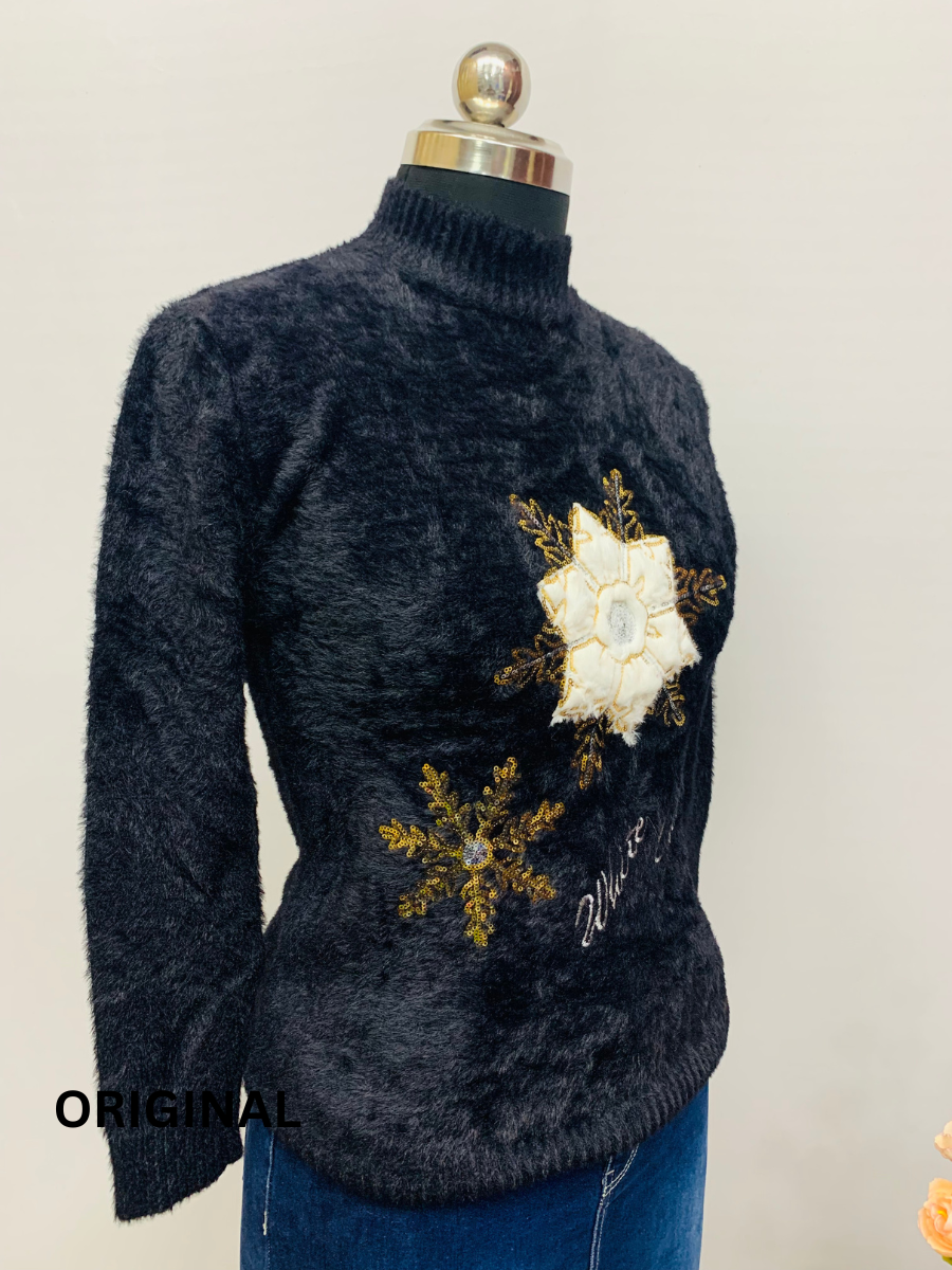 Snow Flake Embedded Winter Top