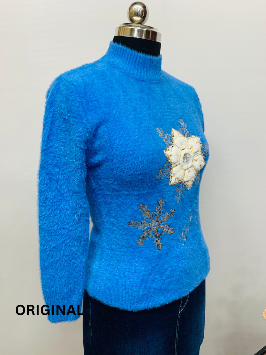 Snow Flake Embedded Winter Top