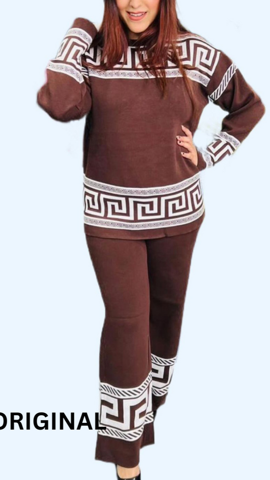 Soft Knitted Woolen Round Neck Printed Coord Set FC1515