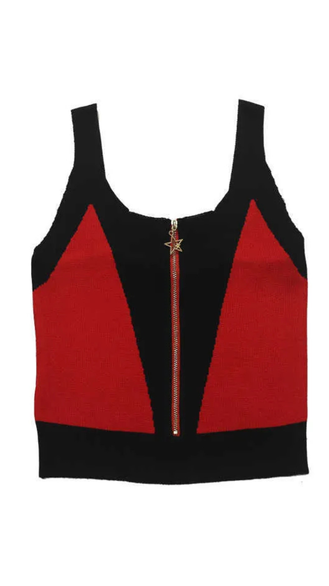 Solid Crop Tank Top With front Chain FC1812