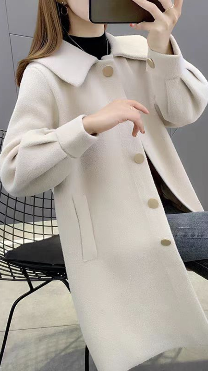 Solid Mid Thigh Coat For Winter FC1691