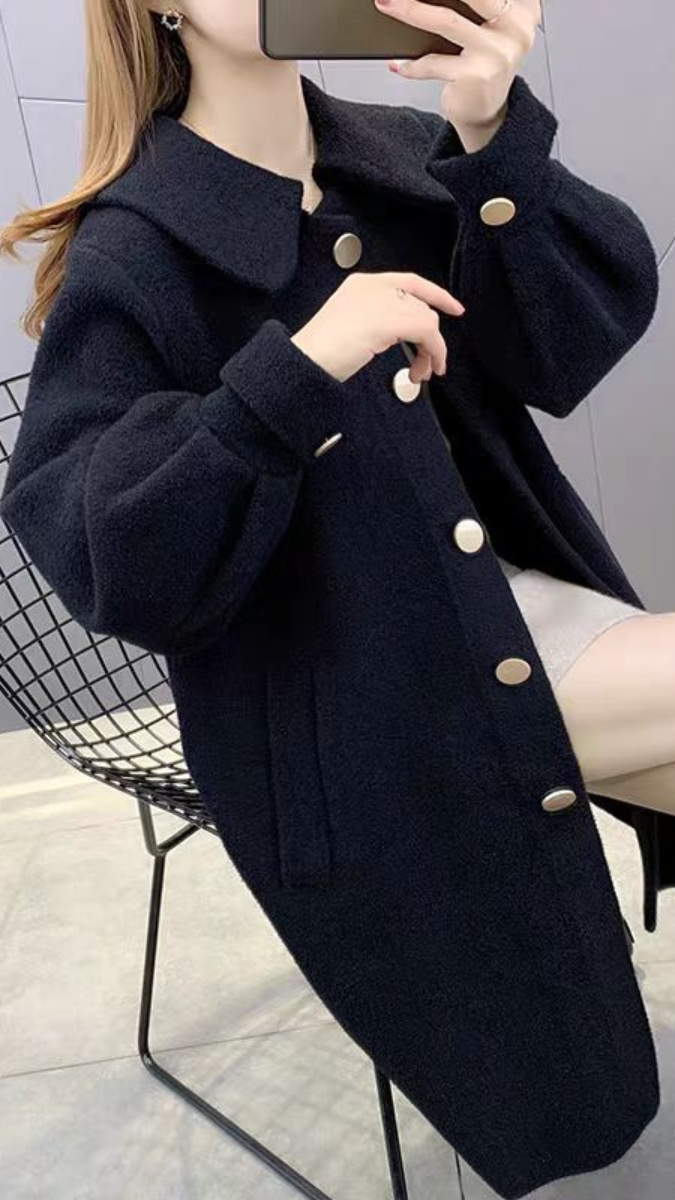 Solid Mid Thigh Coat For Winter FC1691