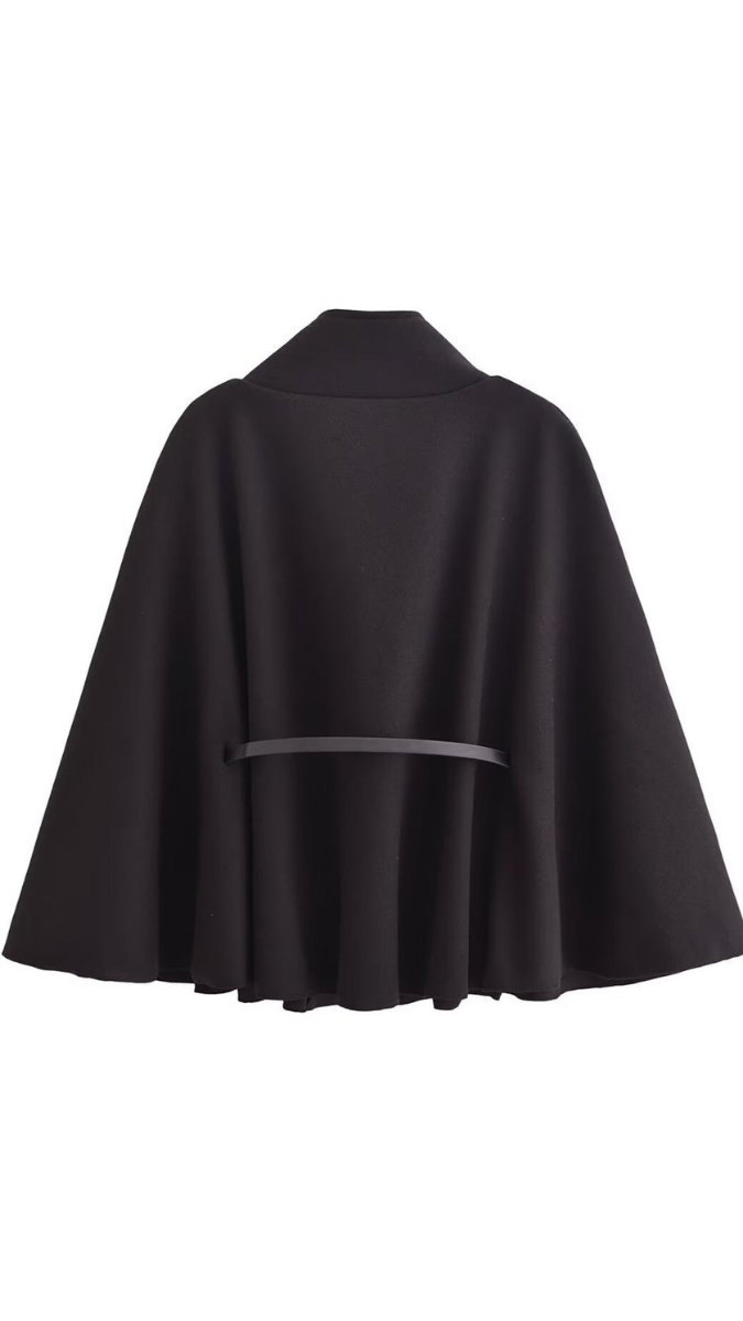 Stand Collar Woolen Cover Up Cape FC2025