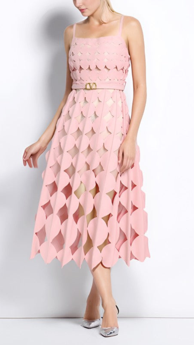 Strap Cutout Designed Midi Dress With Belt FC2410