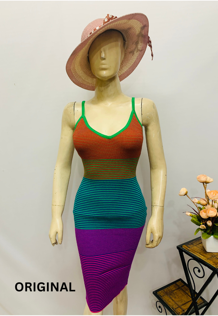 Strap Multicolor Bodycon Dress