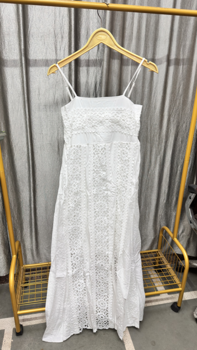 Strap Sleeve Crochet Design Embedded Maxi Dress FC2455