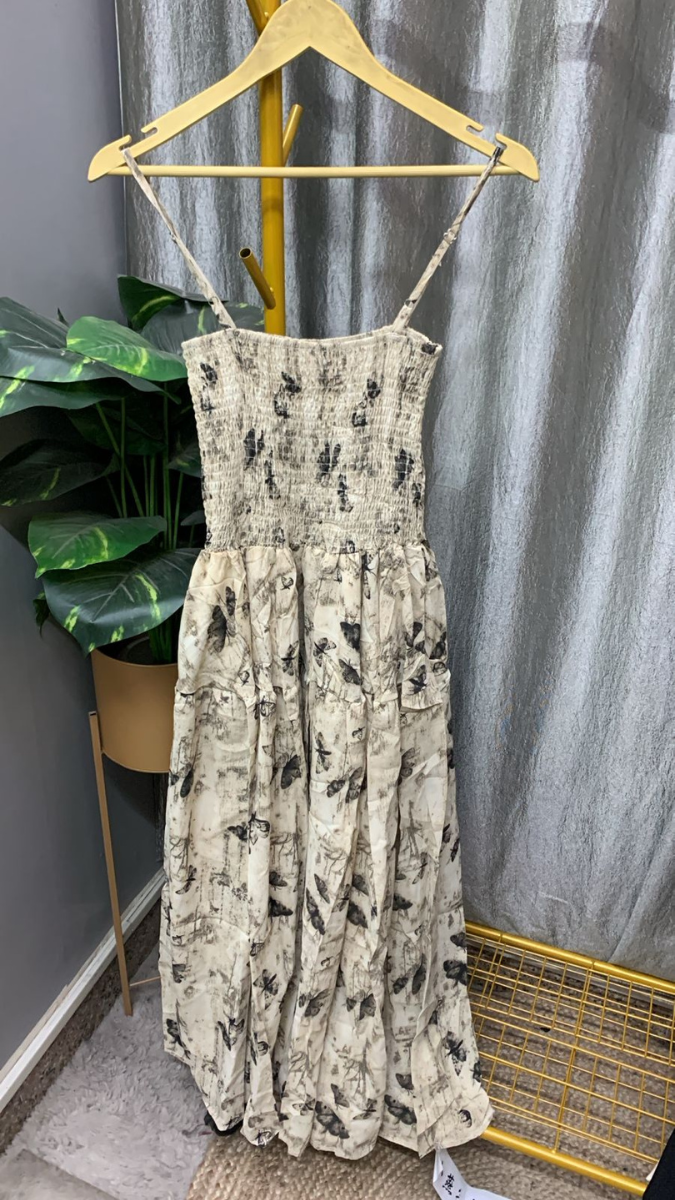 Strap Sleeve Elastic Upper Maxi Dress FC2330
