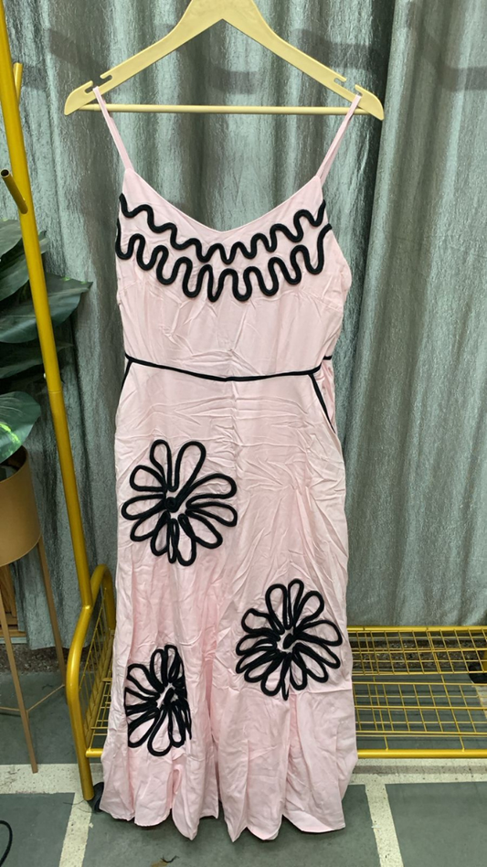 Strap Sleeve Lace Designed Flower Midi Dress FC2462