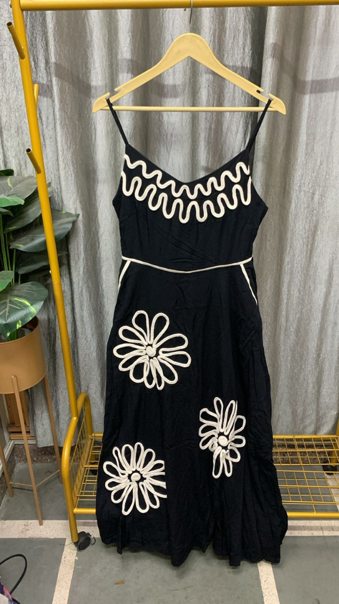Strap Sleeve Lace Designed Flower Midi Dress FC2462