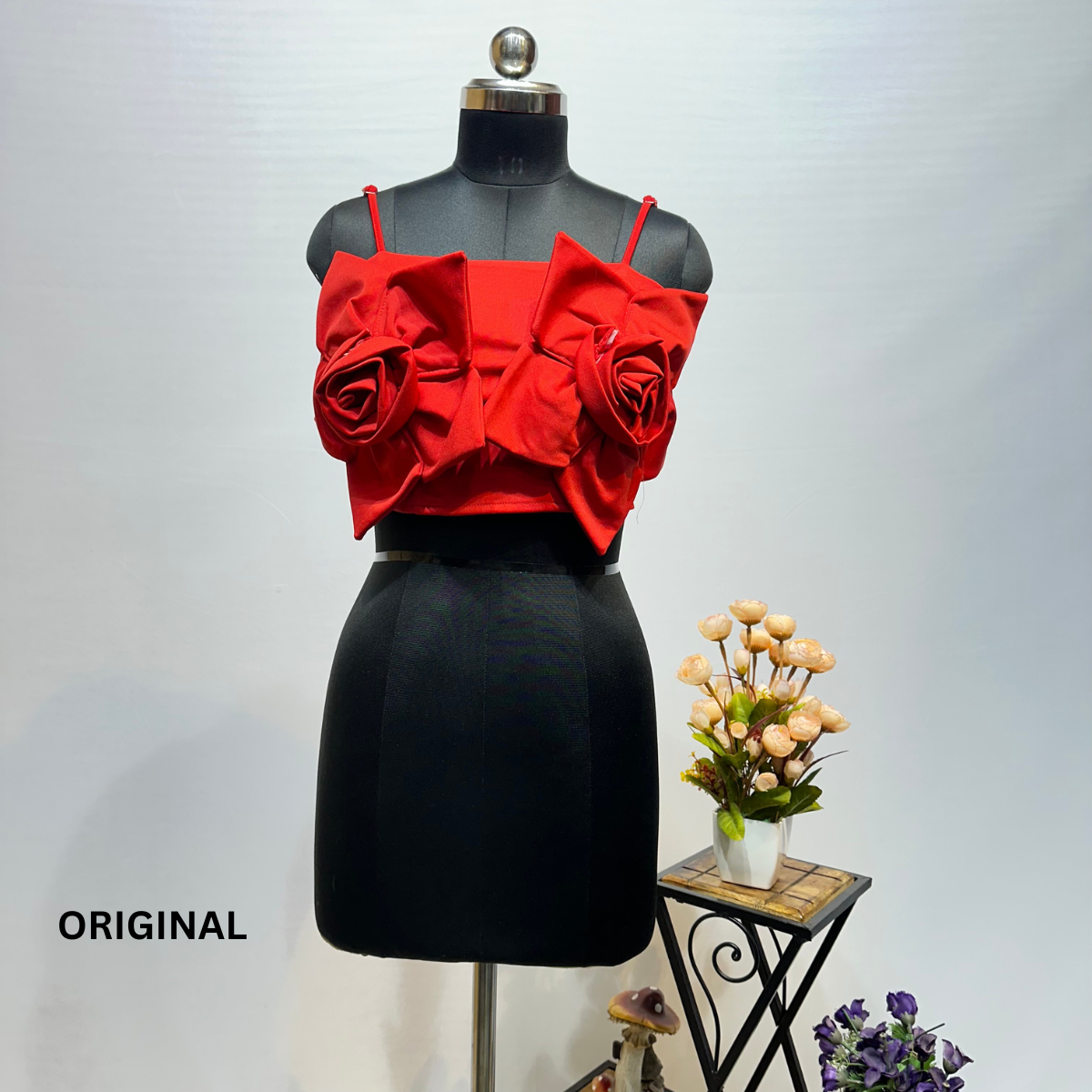 Strapless Two 3D Flower Top