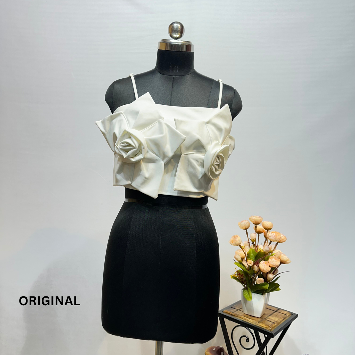 Strapless Two 3D Flower Top