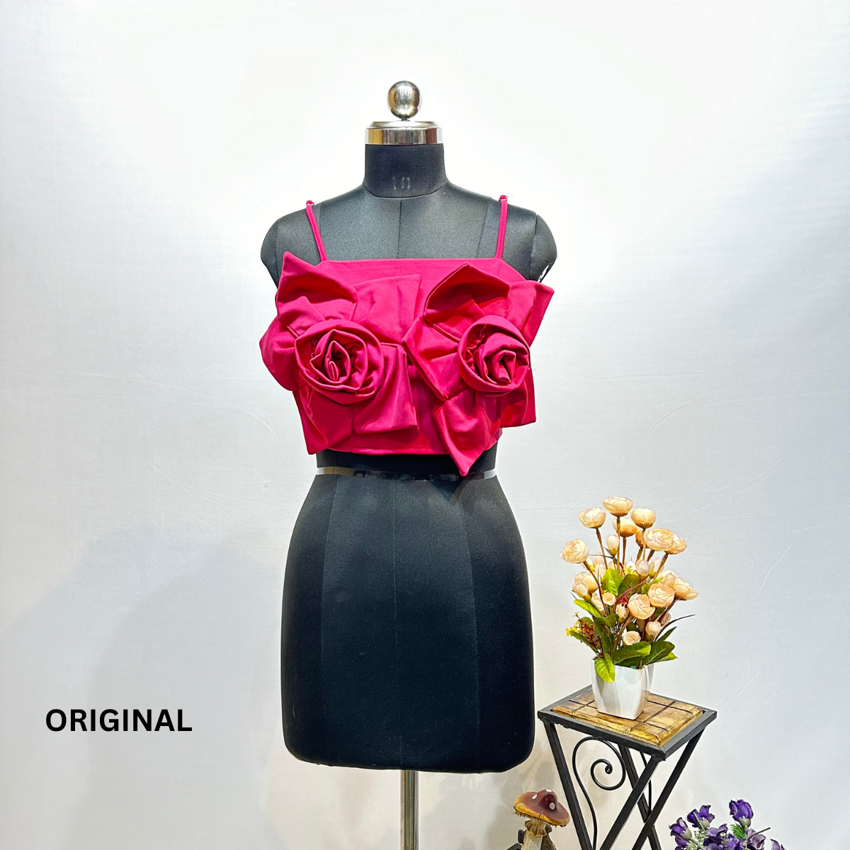 Strapless Two 3D Flower Top