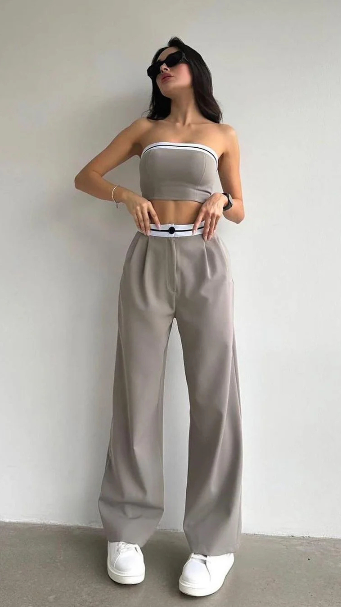 Strapless Crop Top With Trousers Set FC1168