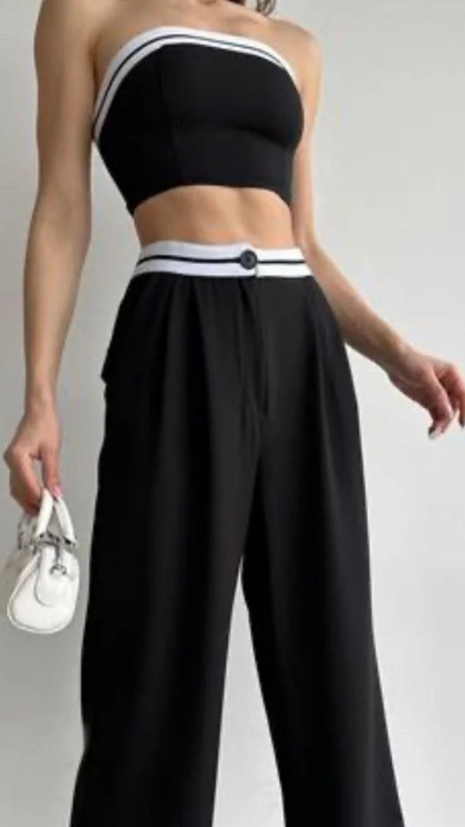 Strapless Crop Top With Trousers Set FC1168