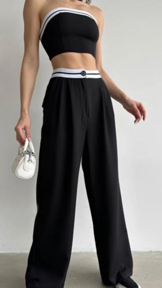 Strapless Crop Top With Trousers Set FC1168