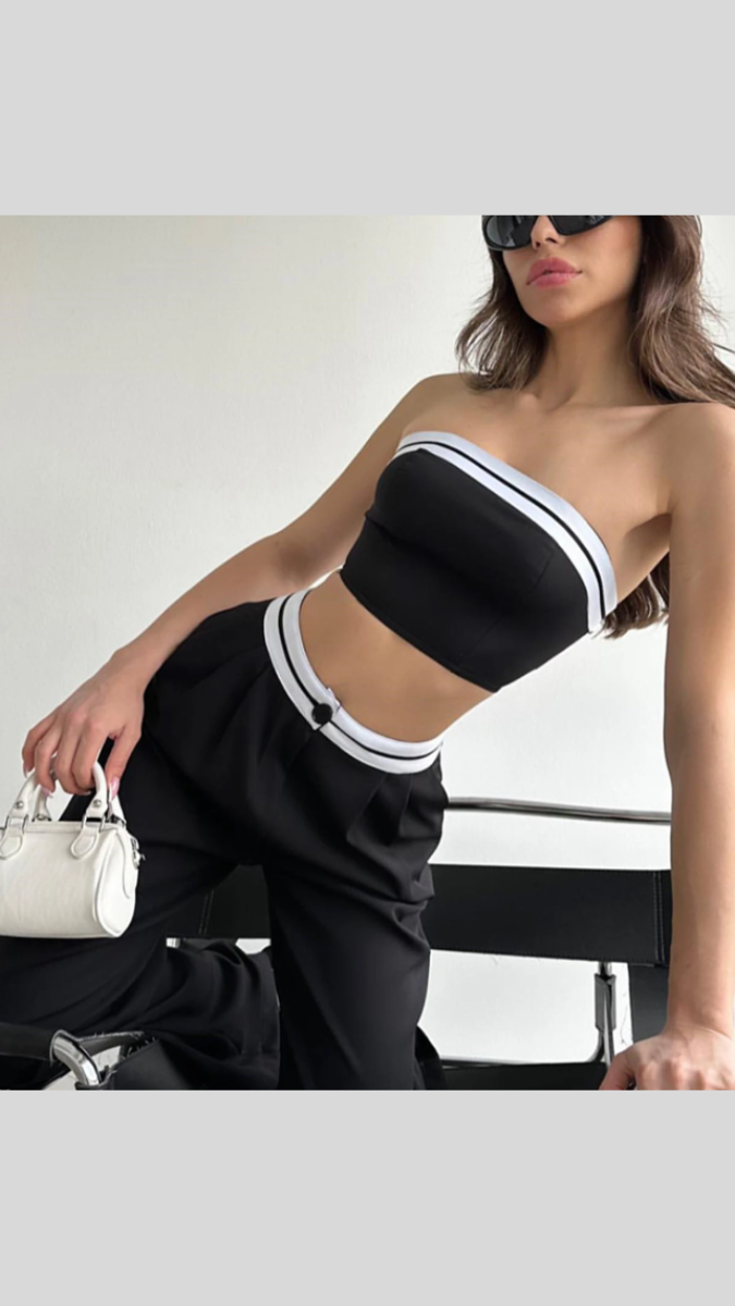 Strapless Crop Top With Trousers Set FC1168