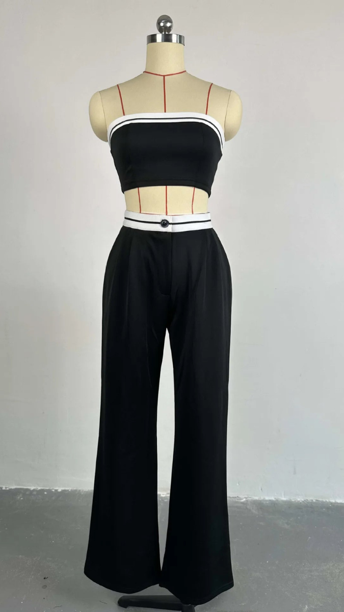 Strapless Crop Top With Trousers Set FC1168