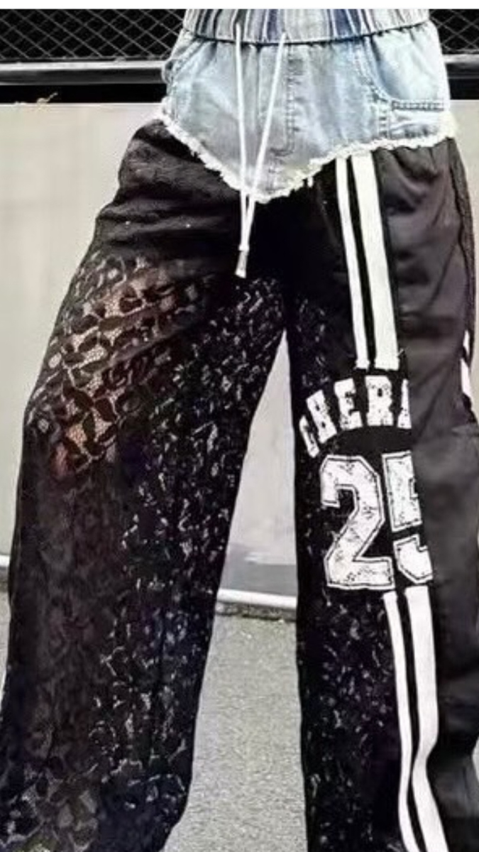 Strip Designed Net Jeans FC1888