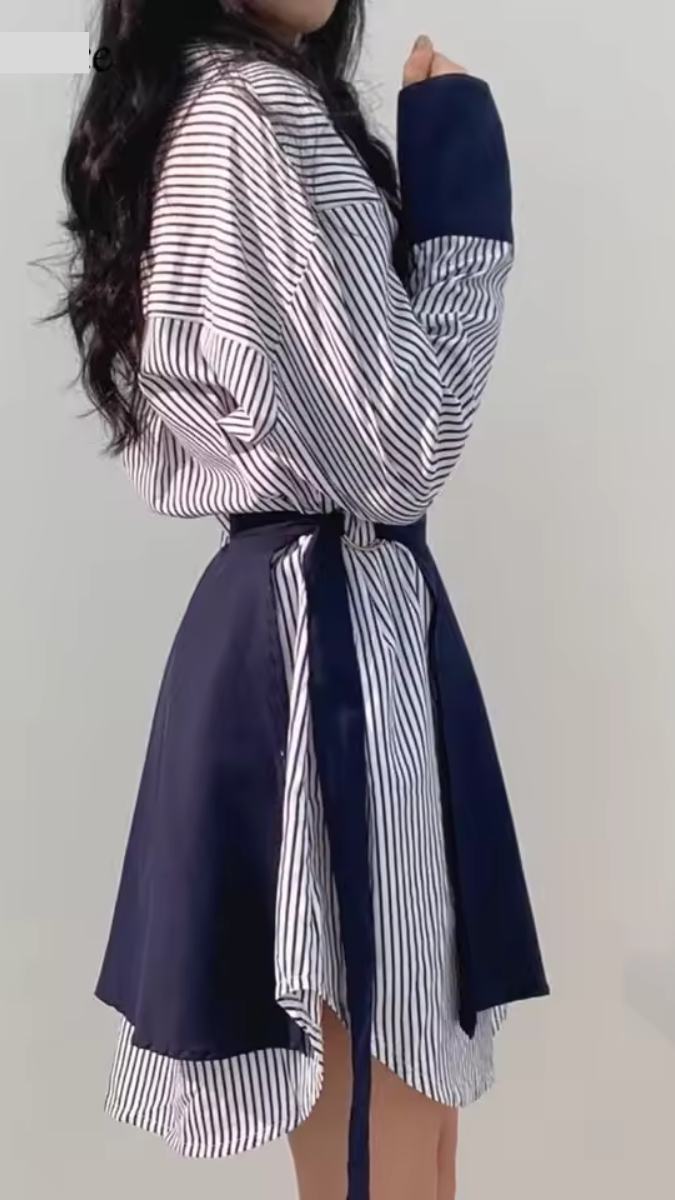 Stripe Long Sleeve Shirt 2 Piece Set FC1790