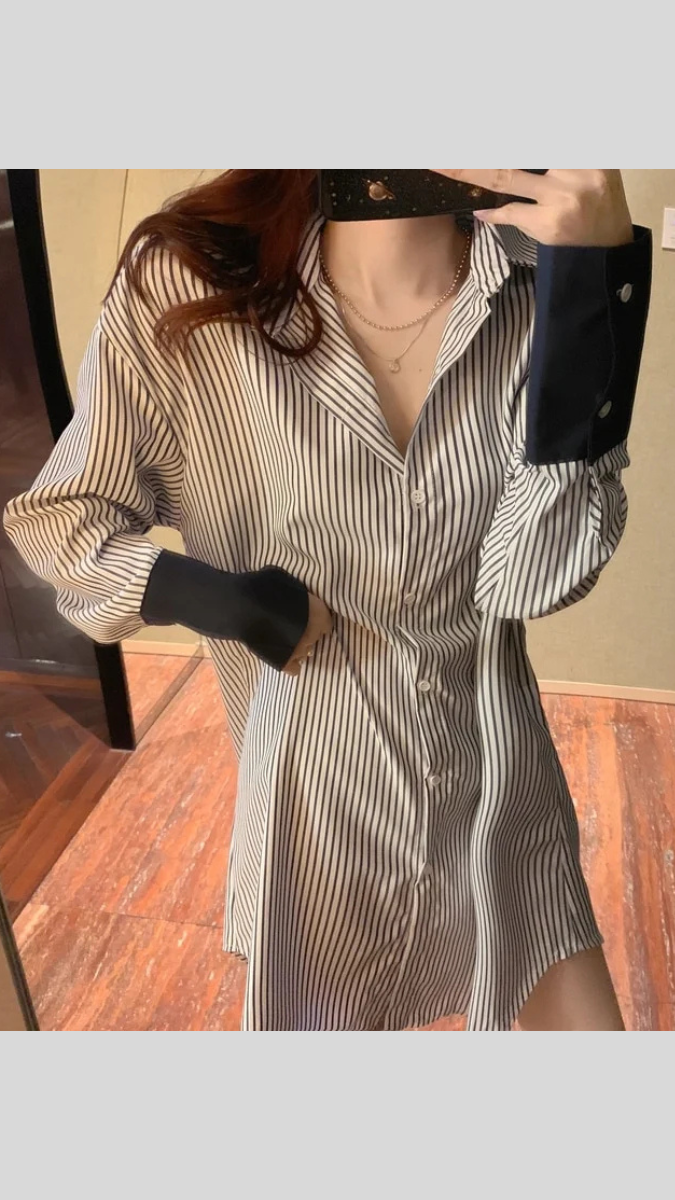 Stripe Long Sleeve Shirt 2 Piece Set FC1790