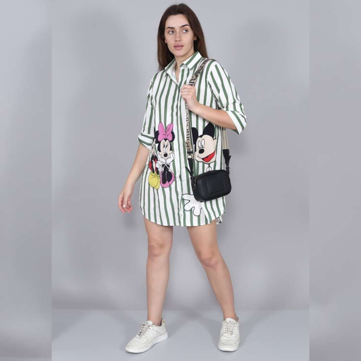 Stripe Mickey Mouse Shirt Dress FC1039