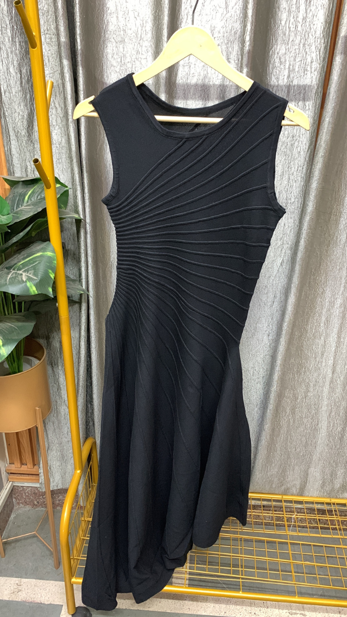 Stylish Asymmetrical Draped Sleeveless Dress FC2553