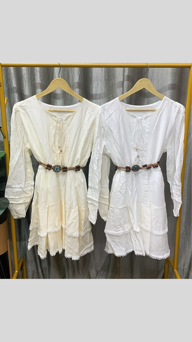 Stylish Belt Balloon Sleeve Mini Dress FC2269