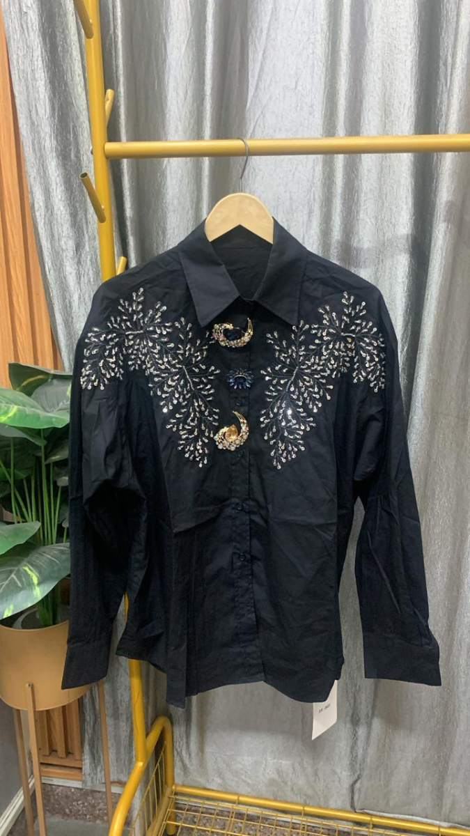 Stylish Button Embroidery Shirt FC2442