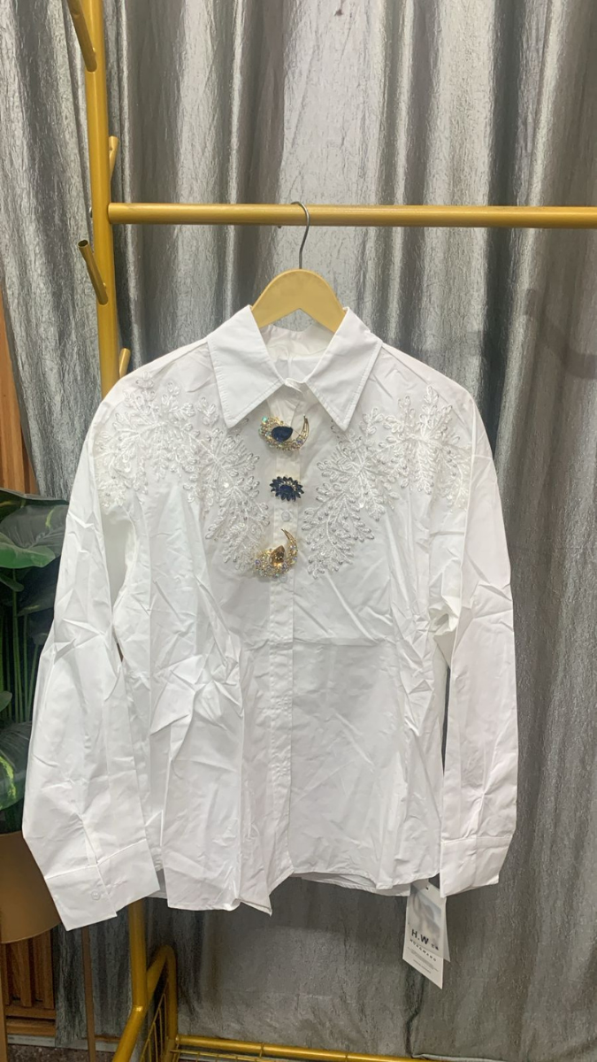 Stylish Button Embroidery Shirt FC2442