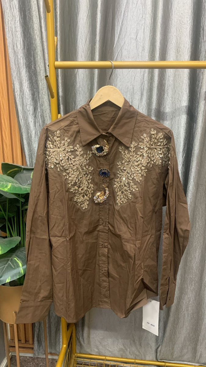 Stylish Button Embroidery Shirt FC2442