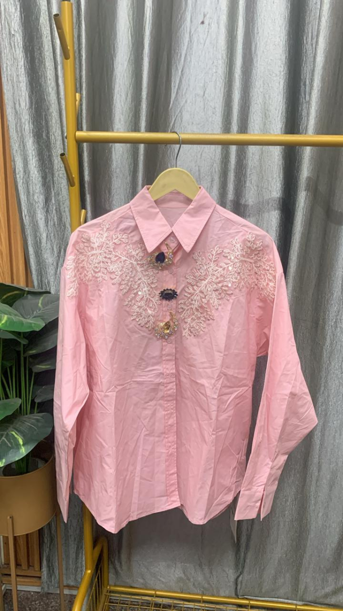 Stylish Button Embroidery Shirt FC2442