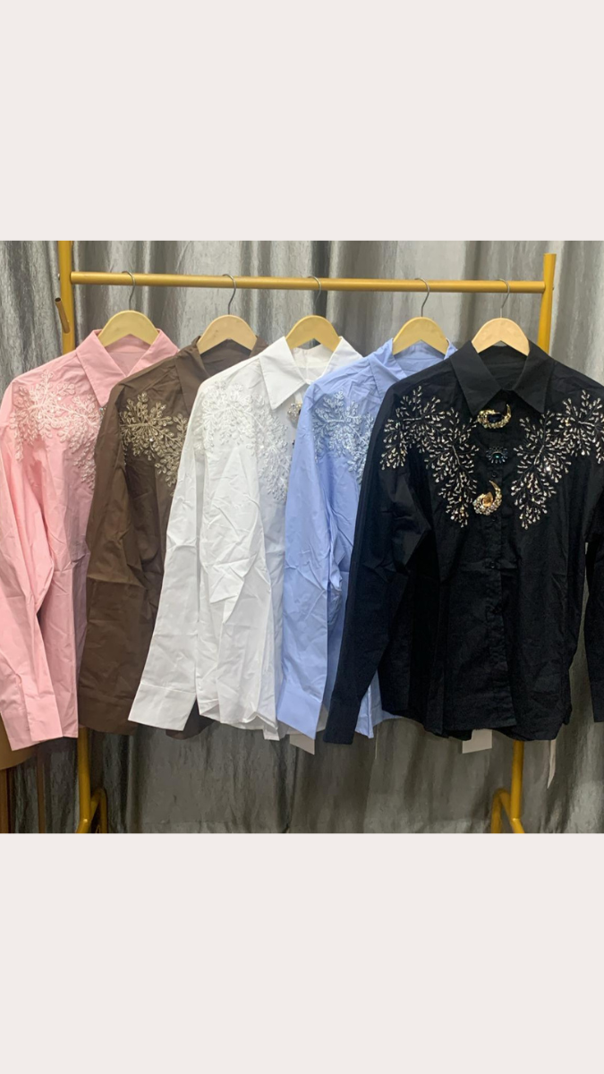 Stylish Button Embroidery Shirt FC2442