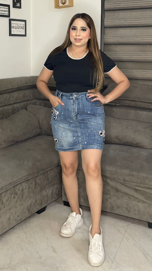 Stylish Denim Mini Skirt FC1816