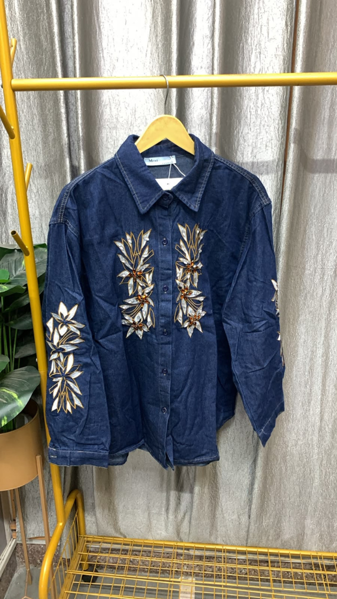 Stylish Designed Sleeve And Front Denim Shirt FC2566